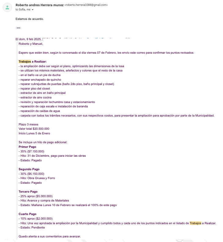 Correo de renegociación